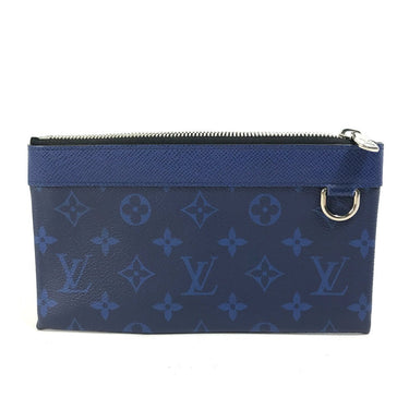 LOUIS VUITTON Pouch M30278 Leather/Tigarama blue Taigalama Pochette Discovery PM mens Used Authentic